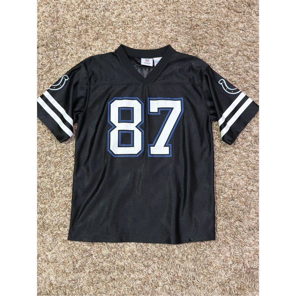 NFL Indianapolis Colts Reggie Wayne 87 Jersey Black White Blue Football Boys XL